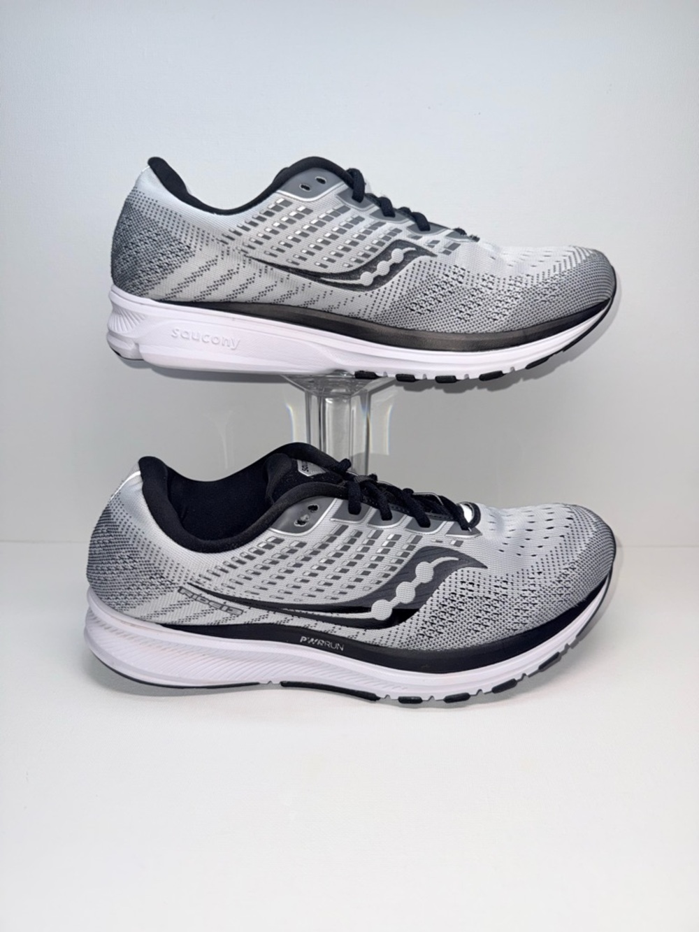 Saucony RIDE 13 Men's Running Shoes - White, Gray & Black